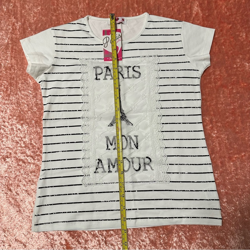 NWT top T-shirt for a girl 14 y.o. 95% cotton 10% elastane bought in Paris - Picture 5 of 8
